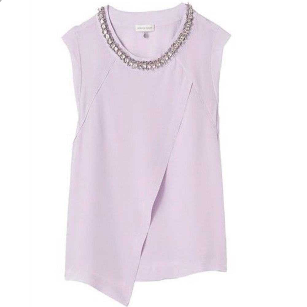 Rebecca Taylor Silk Blouse Embellished Trim